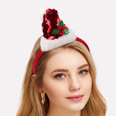 Новый рождественский шарик для волос, милая рождественская шапка, аксессуары для волос, обруч для волос, повязка на голову для праздничной вечеринки